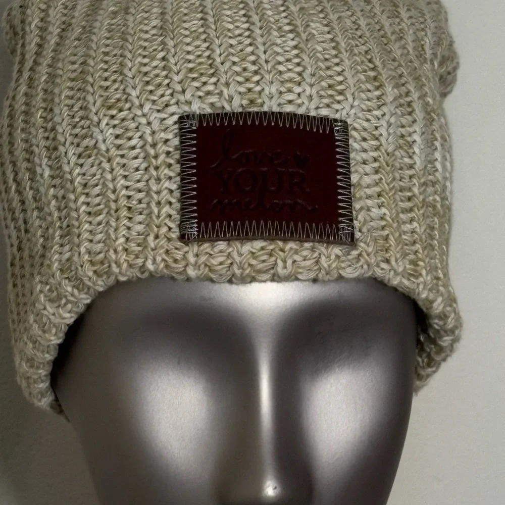 Love Your Melon Tan Knit Beanie Uncuffed Hat Slouchy Slouch MADE IN USA